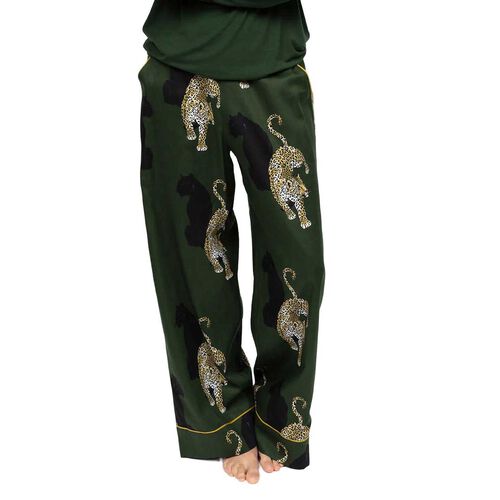 Cyberjammies Olive Leopard Print Wide Leg Pyjama Bottoms